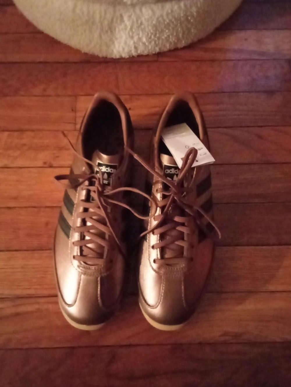 adidas Brown Metallic Trainers with Black Stripes